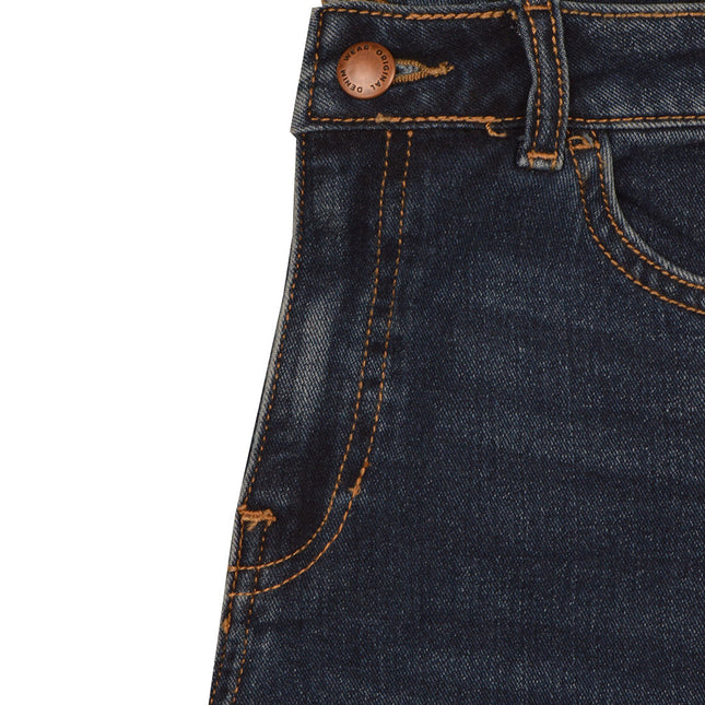 بنطلون جينز حريمي سكينى ازرق غامق تصدير