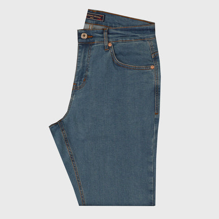 بنطلون جينز رجالى سيلفانو بخصر عادى وقصة ستريت فيت لون ازرق