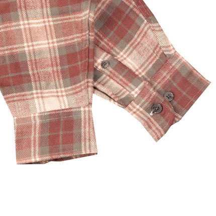 قميص شتوي رجالي كاروهات بأكمام طويلة وياقة عادية لون نبيتي