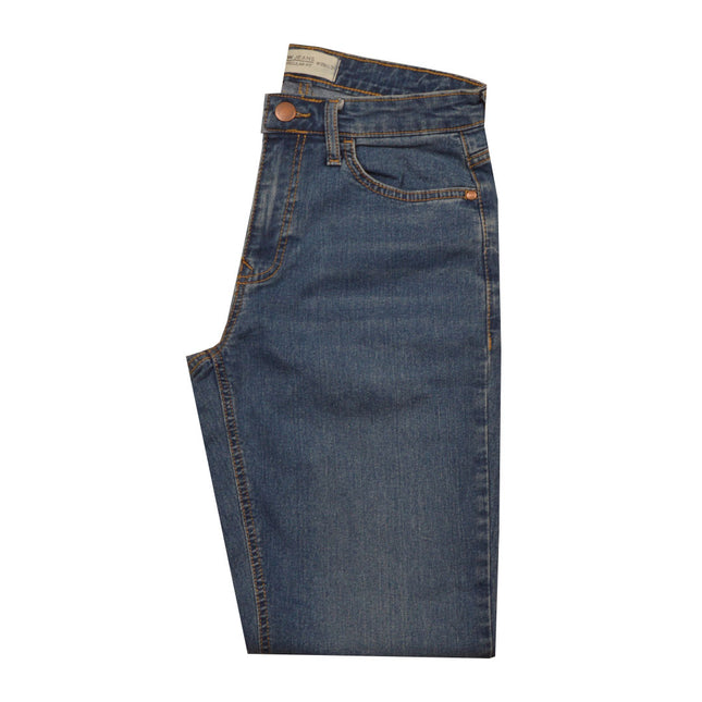 بنطلون جينز رجالي بقصة ساق مستقيمة ستريت فيت لون ازرق