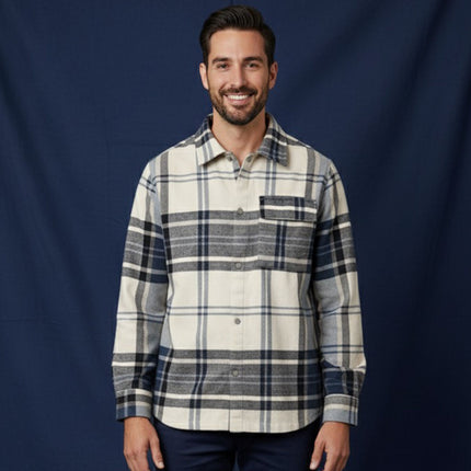 قميص رجالي شتوى كاروهات بجيوب امامية وياقة عاديه