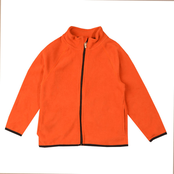 لون برتقالي Fleece سويت شيرت جاكيت اولادي