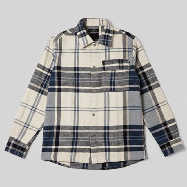 قميص رجالي شتوى كاروهات بجيوب امامية وياقة عاديه