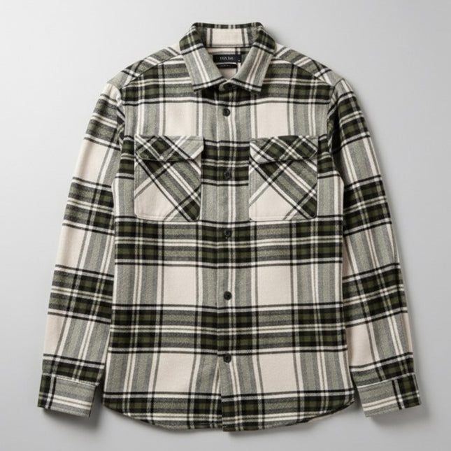 قميص رجالي شتوى كاروهات بجيوب امامية وياقه عاديه