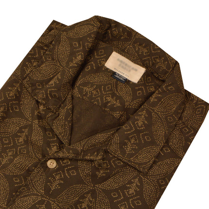 قميص رجالي نص كم بجيب خامه مستوردة مطبوع لون زيتي