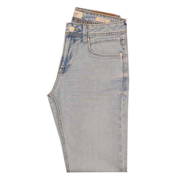 بنطلون جينز رجالى بقصة مريحة ستريت فيت وخصر عادى لون تلجي