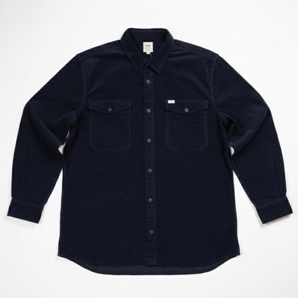 قميص رجالى قطيفه مضلع ساده بجيوب امامية لون كحلي