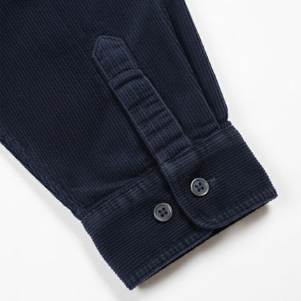 قميص رجالى قطيفه مضلع ساده بجيوب امامية لون كحلي