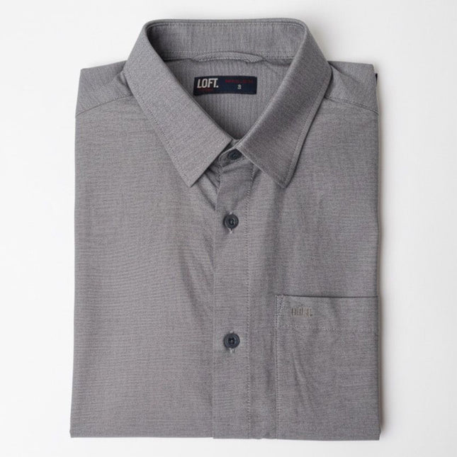 قميص كاجوال رمادي أكسفورد سادة لون رمادي
