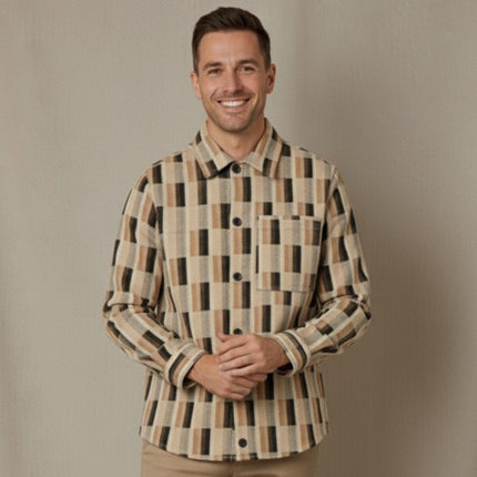 قميص رجالي شتوي بأكمام طويلة وياقة عادية