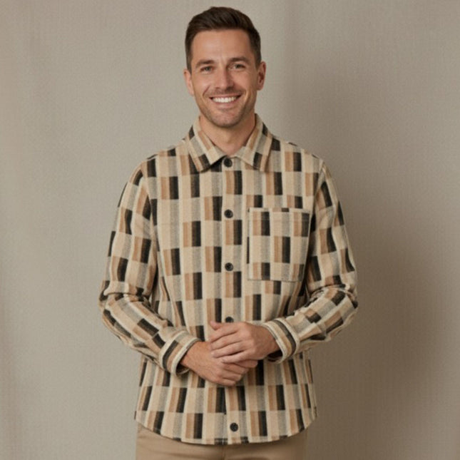 قميص رجالي شتوي بأكمام طويلة وياقة عادية