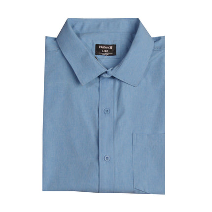 قميص رجالي نص كم ساده بجيب امامي ريجولار فيت لون لبني