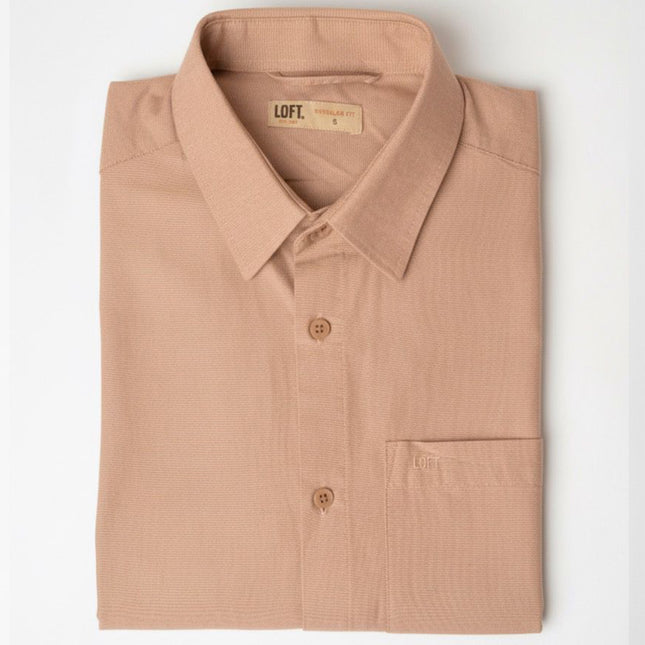 قميص كاجوال رمادي أكسفورد سادة لون بيج