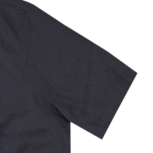 قميص كتان رجالي نص كم ساده قصه عاديه ريلاكسيد فيت لون كحلى