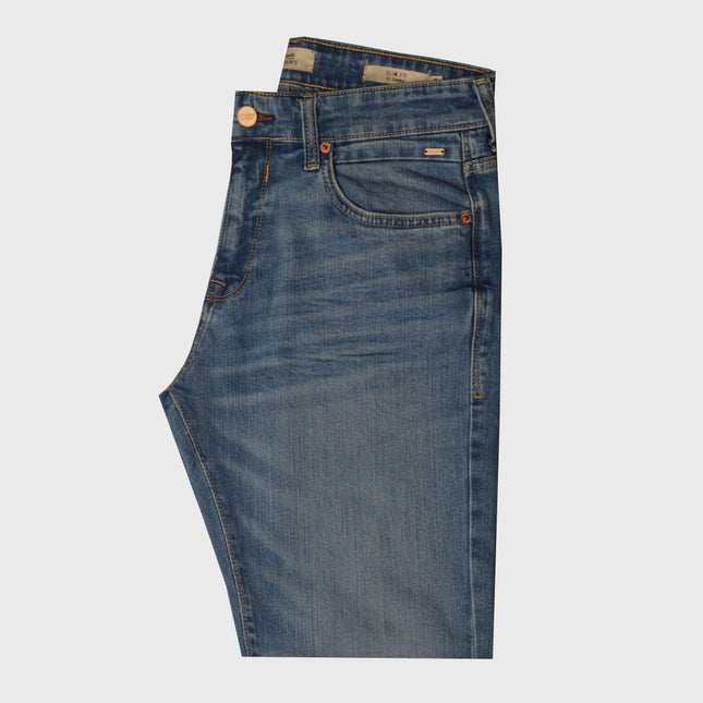 بنطلون جينز رجالى سليم فيت وخصر عادى لون ازرق