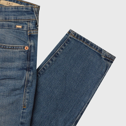 بنطلون جينز رجالى سليم فيت وخصر عادى لون ازرق