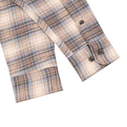 قميص شتوي رجالي كاروهات بأكمام طويلة وياقة عادية لون لبنى