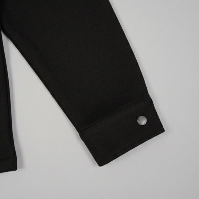 قميص رجالي شتوي بجيوب اماميه ساده لون اسود