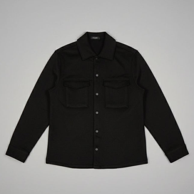 قميص رجالي شتوي بجيوب اماميه ساده لون اسود