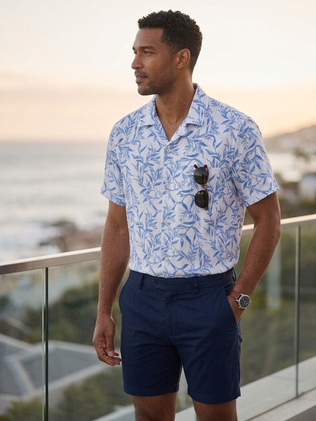 قميص رجالي هاواي صيفى بنقوش نباتية ريجولار فيت