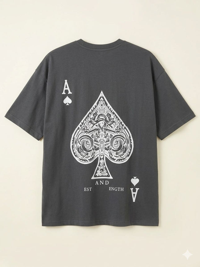 تيشيرت رجالي أوفر سايز قطن إنترلوك بطبعة جرافيك