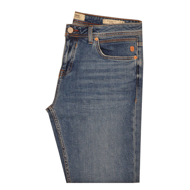 بنطلون جينز رجالى بقصة مريحة ستريت فيت وخصر عادى لون ازرق