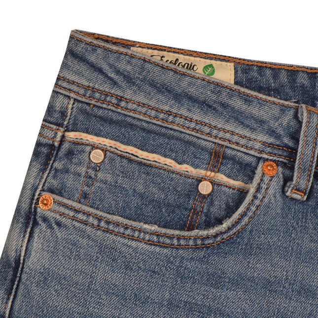 بنطلون جينز رجالى بقصة مريحة ستريت فيت وخصر عادى لون ازرق